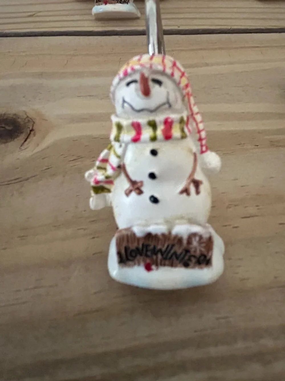 Set of 12 Christmas I Love Winter Snowman Shower Curtain Hooks